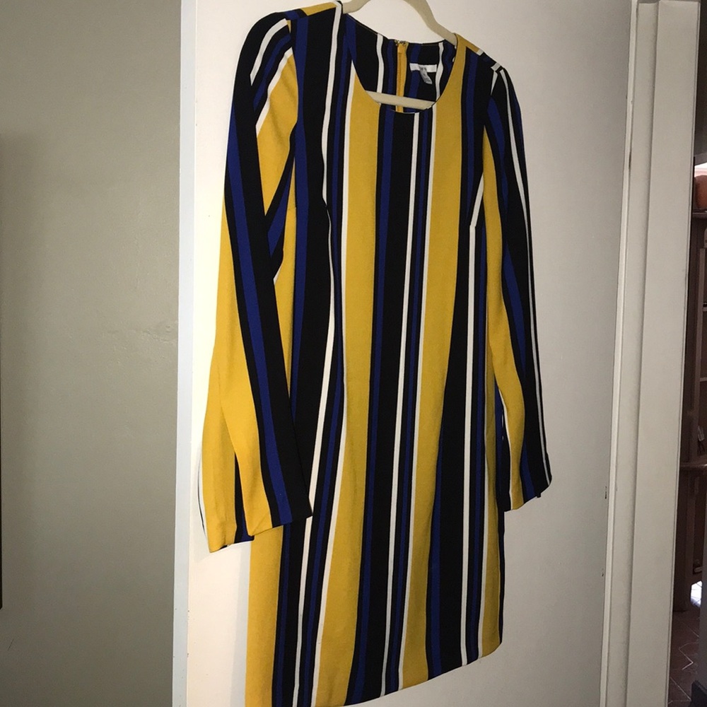 Bar III Blue and Yellow Striped Dress